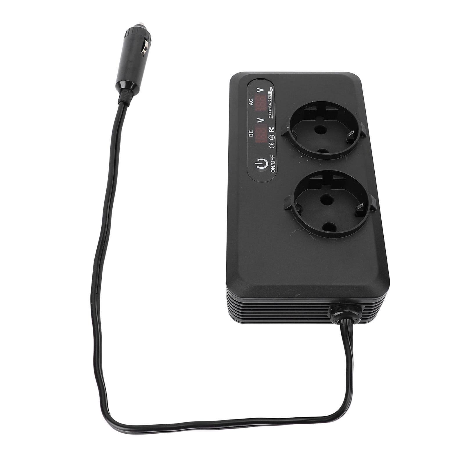 Car Power Inverter 200W 2xAC Sockets 2xUSB 2xType C Ports 12V Car Inverter Charger for Electrical EU Plug