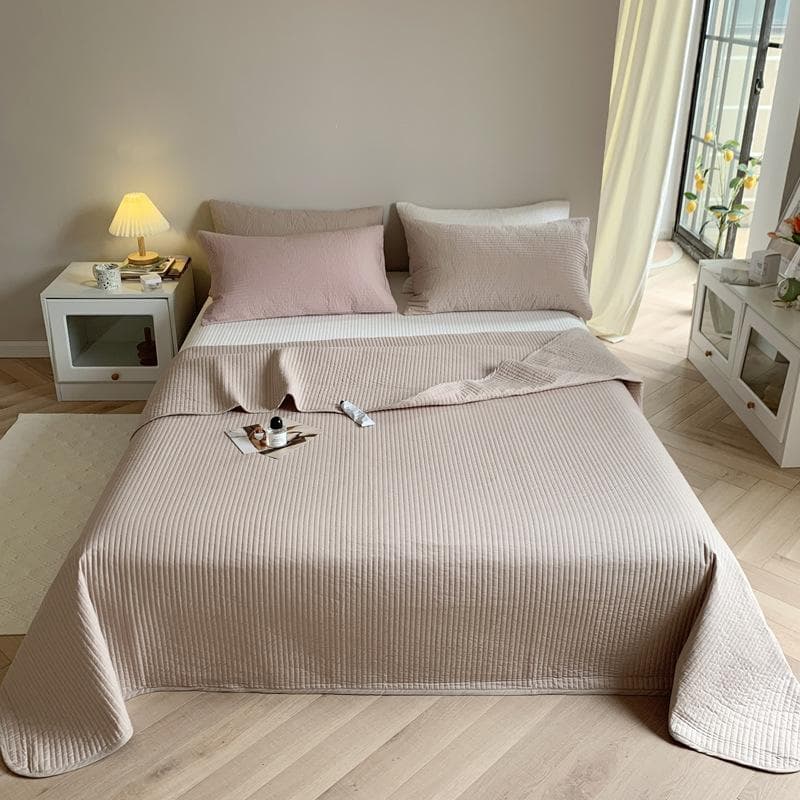 Korean Solid White Cotton Quilted Bedspread Premium Quality Soft Blanket Double Bed Mattress Covers King Size Bed Linen 110x150cm 1pc