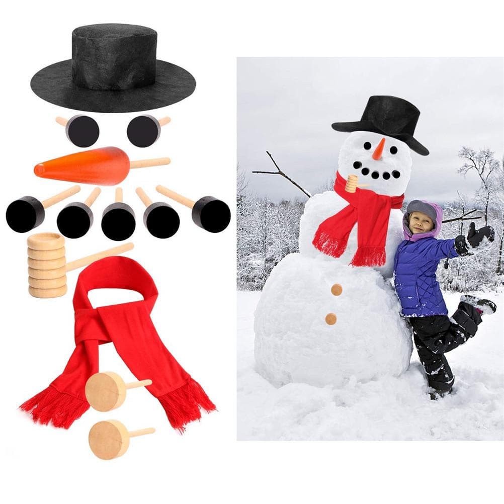 13pcs/set Outdoor Snowman Decoration Accessories Kit Winter Christmas Decorations Kit for Kids