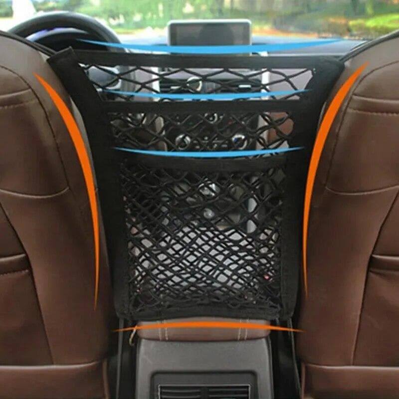 Car Storage Net Bag Between Seats Car Styling Storage Bag Elastic Mesh Net Organizer Auto Accessories black