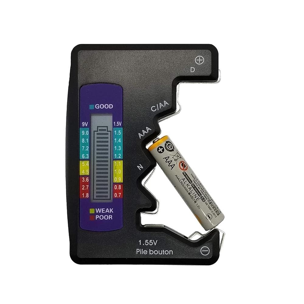 Digital Battery Tester LCD Display AA/AAA/9V/1.5V Button Cell Battery Capacity Check Detector Capacitance Diagnostic Tool 1PC black