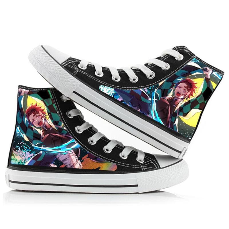 Demon Slayer Tanjiro Graffiti High-Top Canvas Shoes for Men, Women, and Couples 43
