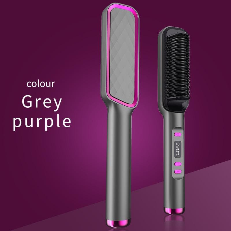 Hair Straightener Comb 3 In 1 Hair Styling Curler Iron Electric Straightening Brush Fast Heating Anti-Scald Styler Curling Tools Eu Style grey
