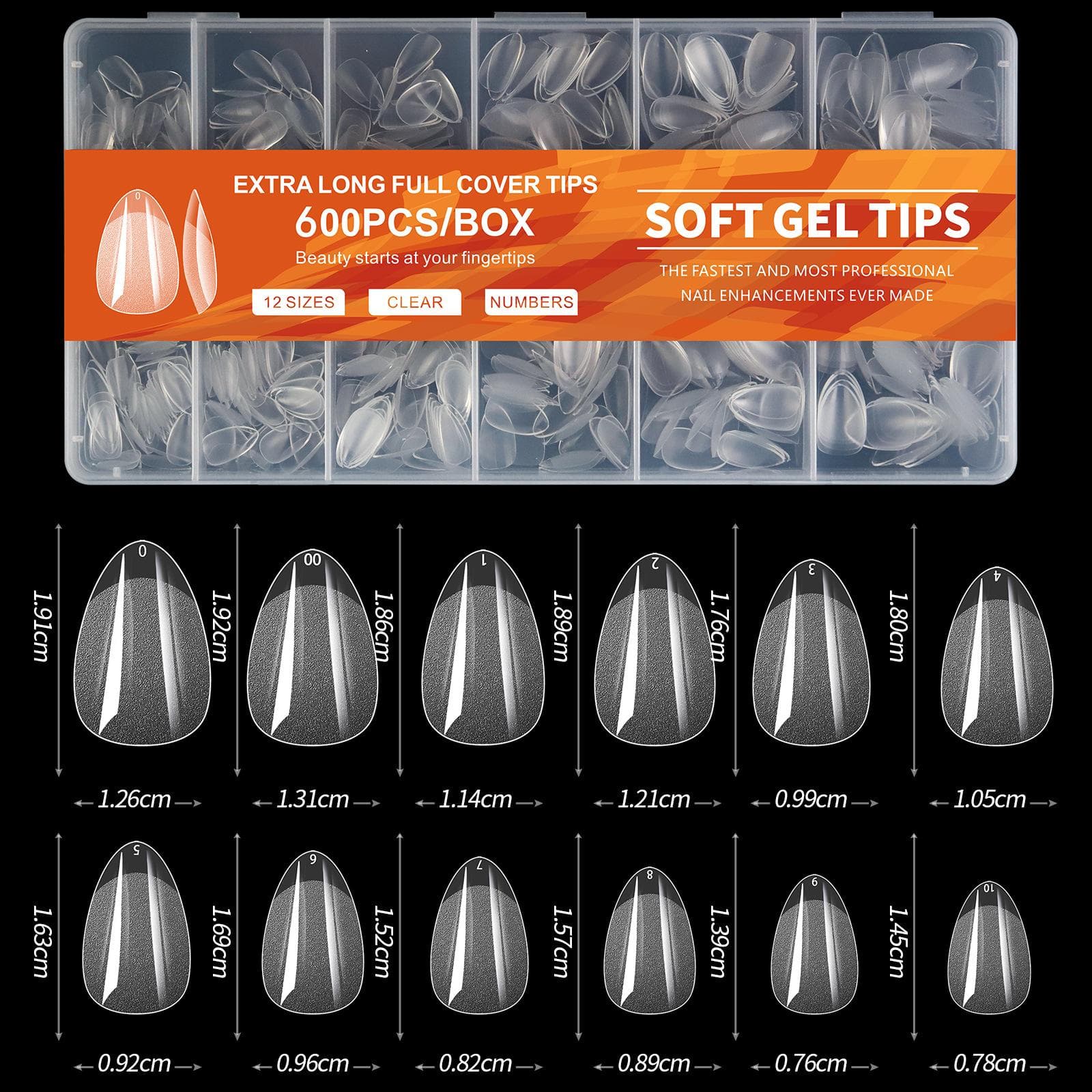 600Pcs Full Cover Press On Nail Tips Stiletto Almond Square Coffin French False Fake Nails Soak Off Gel Nail Extension Tips