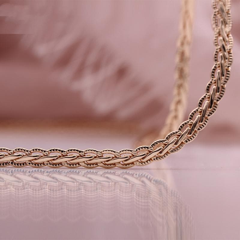 Rose Gold Color Italian Craft Handmade Necklace For Both Women And Man Chain 4mm*55CM