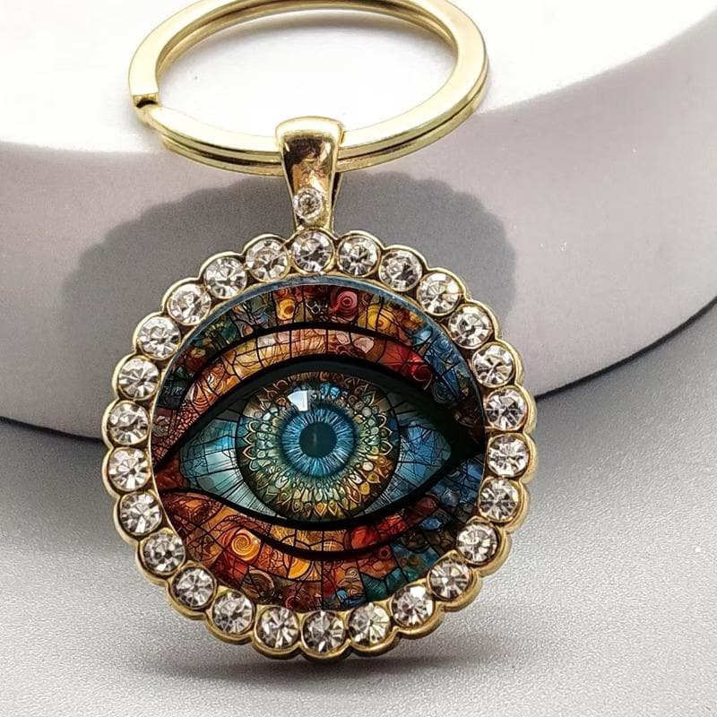 Alloy Round Keychain Virgin Mary Keyrings Pendant Christian Saint Jewelry Religious Christian Faith Gift A8