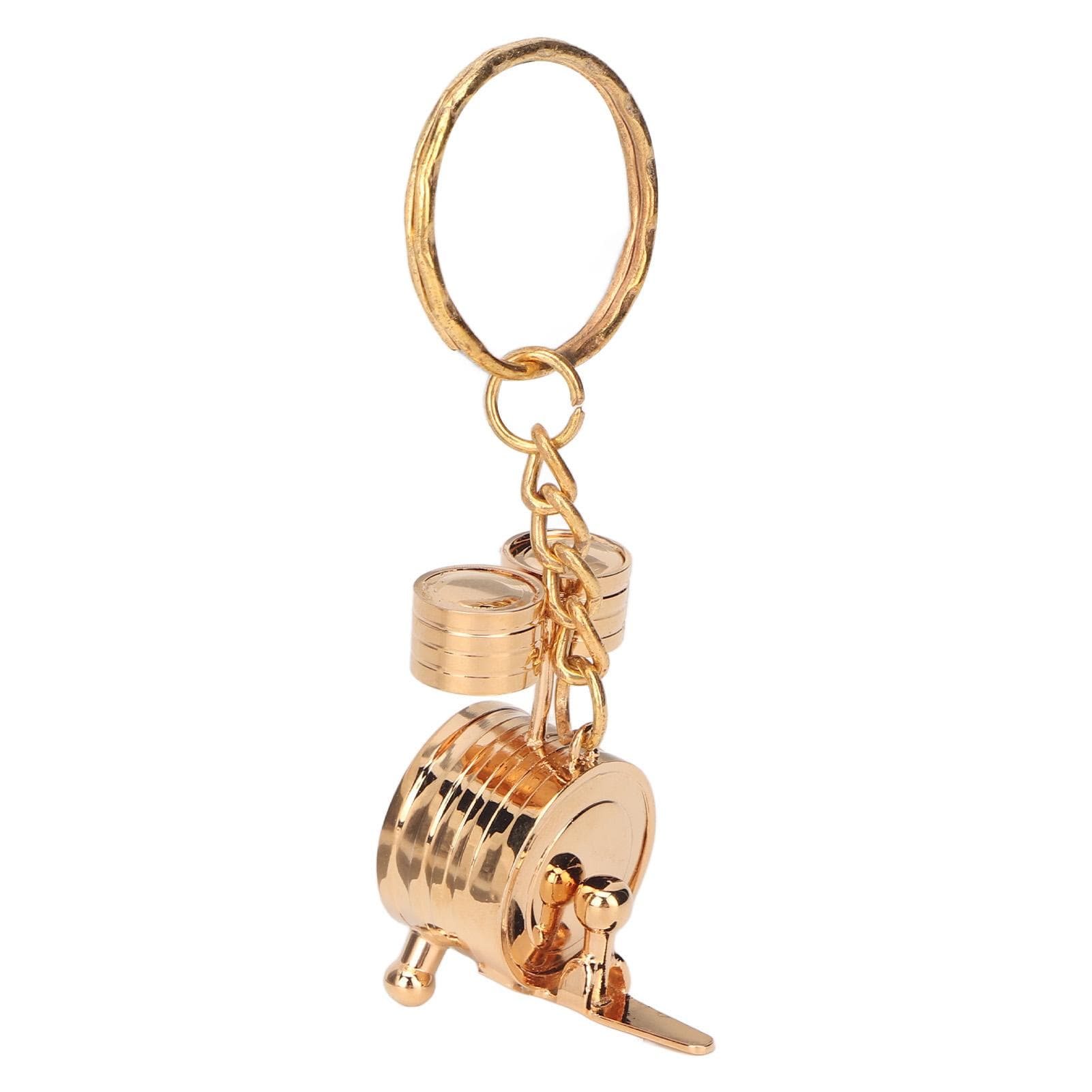 Mini Drums Keychain Attractive High Strength Metal Portable Mini Instrument Keychain for Outdoor gold