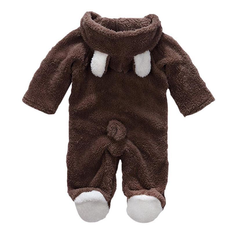 Baby Warm Coral Fleece Romper Boy Girl Jumpsuit Bodysuit 0-3m coffee