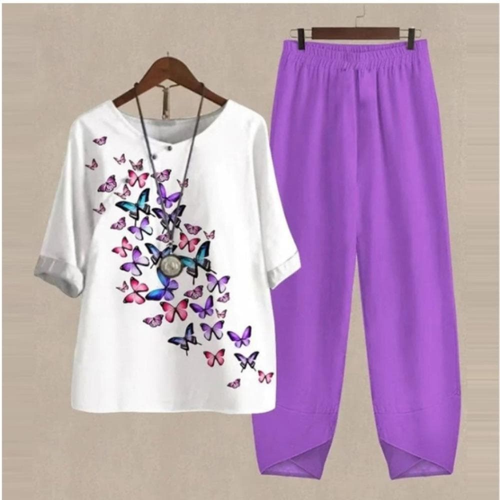 QICED Women's Fashion Summer Spring Solid Color Print Short Sleeve Suspenders Trousers Pants Suits L