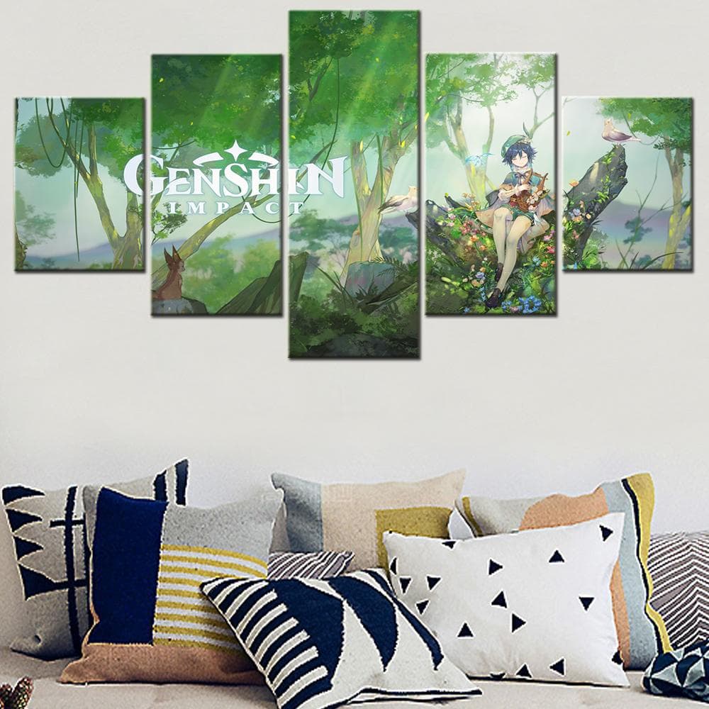 Canvas Prints Art Modern 5 Pieces Wall Picture Abstract Painting Genshin Impact Games Artwork Framed Home Decor Bedroom Poster 30X40 30X60 30X80cm