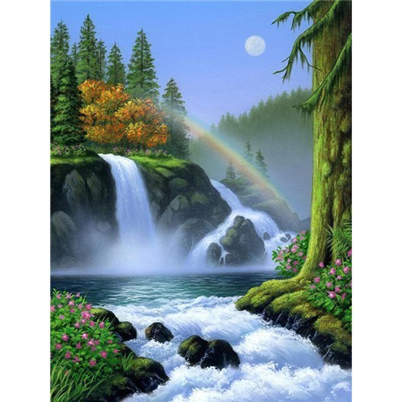 Diamond Painting Waterfall Nature Scenery Full Drill Round Diamond Embroidery Cross Stitch 20X30CM