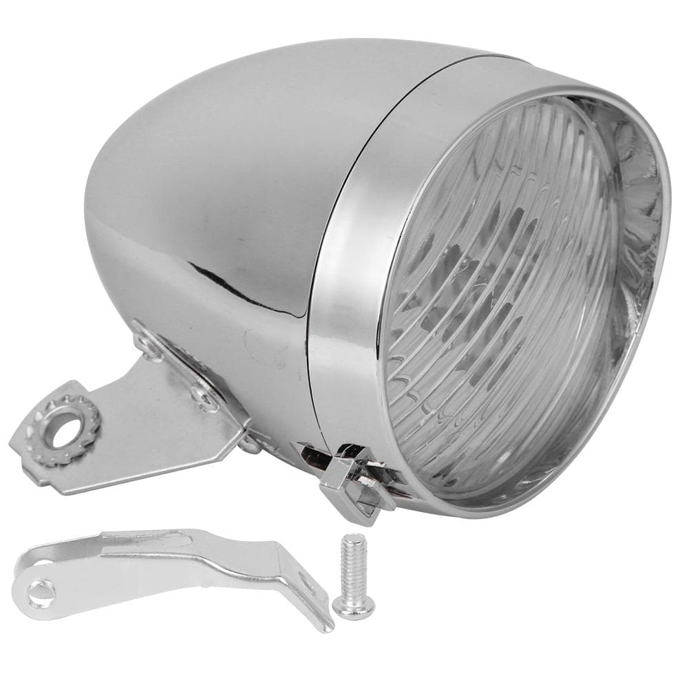 3LED Vintage Bike Front Light Lamp Bicycle Headlight Cycling Accessory for Fixed Gear Silver