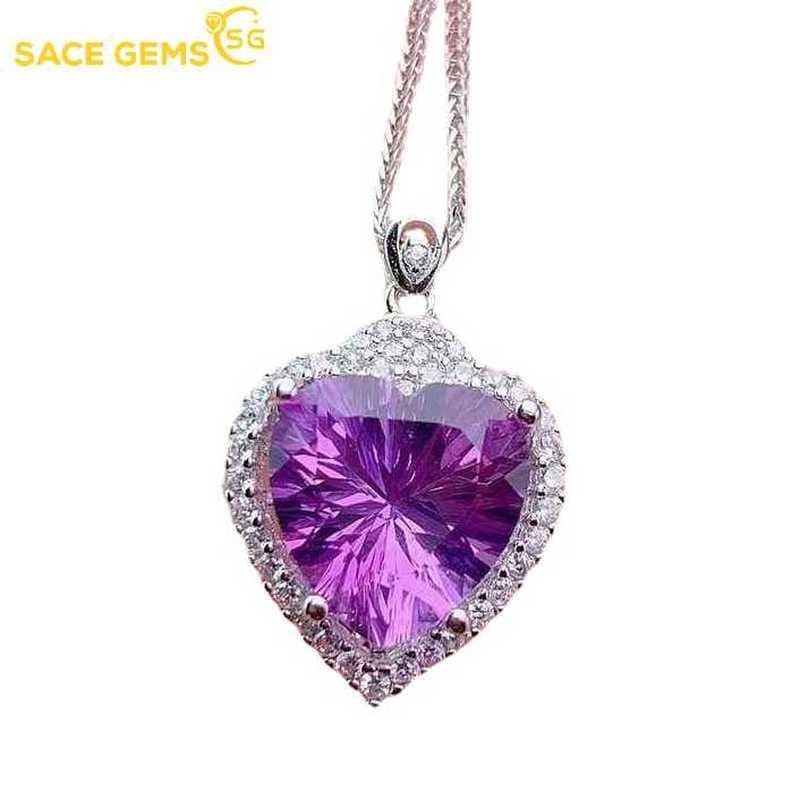 SACE GEMS Copper Alloy The Heart Shape Purple Zircon Women Necklace Pendant Fashion Gift purple