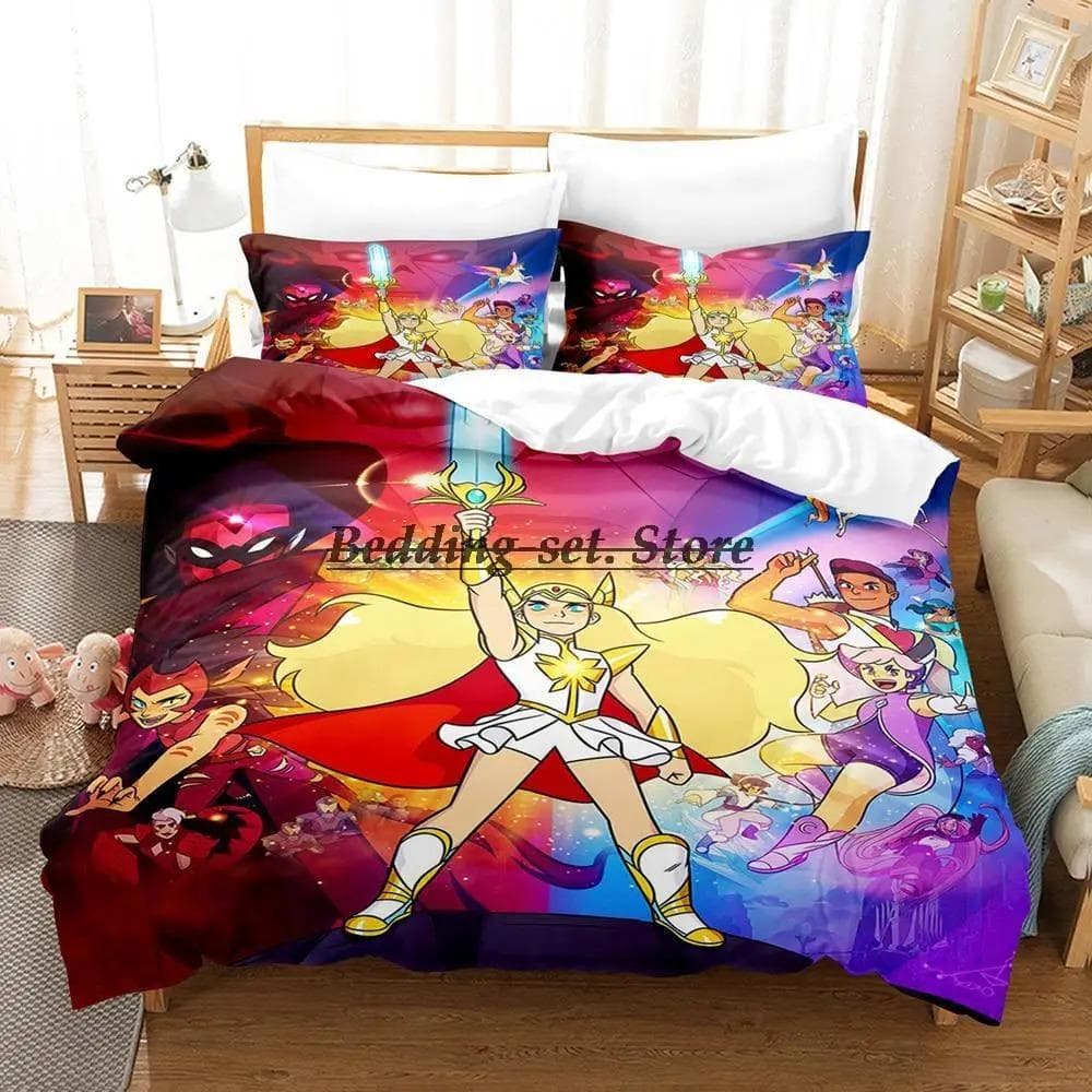 She Ra And The Princesses Of Power Bedding Set Single Twin Full Queen King Size Bed Set Bedroom Duvetcover Sets Anime US Twin 173x218cm