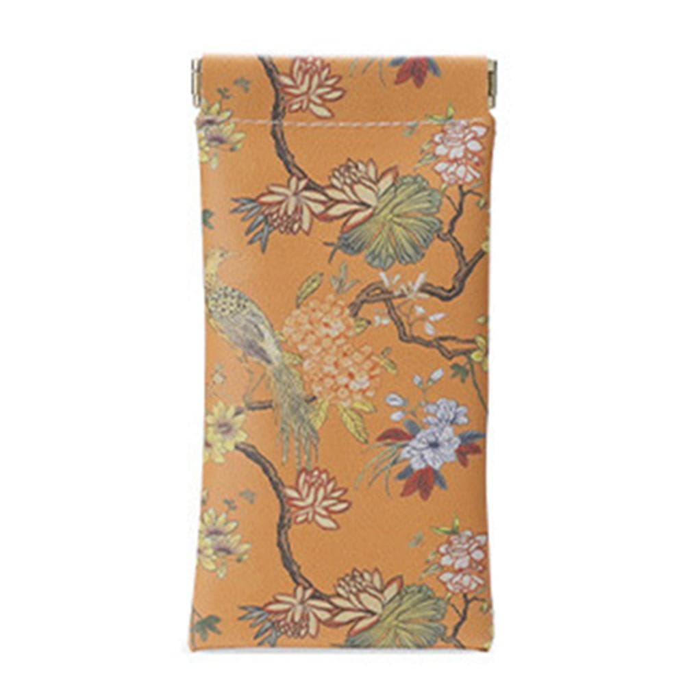 Oil Painting Pattern Glasses Bag PU Leather Automatic Closing Sunglasses Bag Portable Eyewear Protective Cover orange