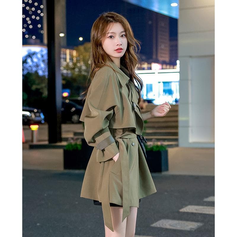 Trench Coat Small Women's New Spring and Autumn Medium and Long Korean Version Fashion Foreign Style Coat S