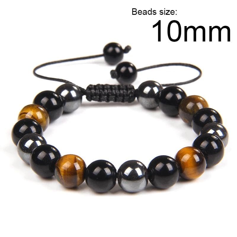 Handmade Obsidian Stone Hematite Tiger Eye Bead Bracelets Weight Loss Bracelet Adjustable Rope Bracelet Slimming Energy Jewelry