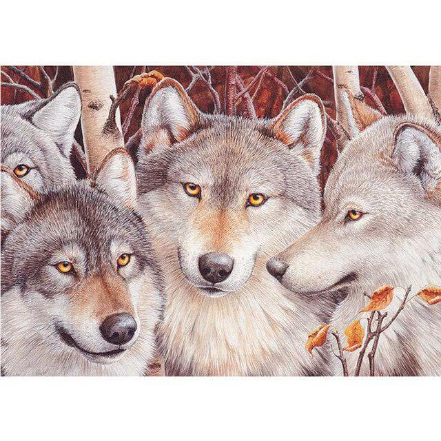 DIY 5D Diamond Painting Wolf Animal Mosaic Kit Cross Stitch Diamond Embroidery Full Drill Round 40X50CM red