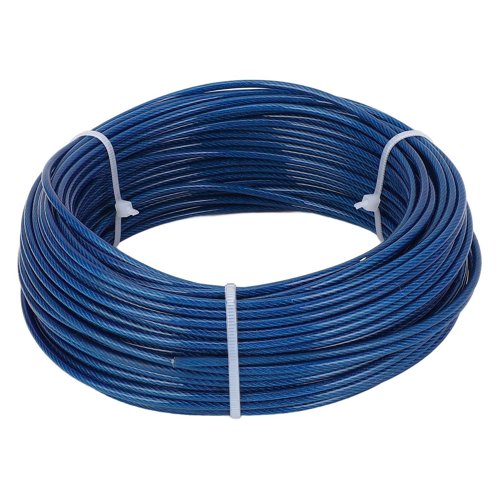 100ft Blue Plastic Coated Steel Wire Rope Turnbuckle Tensioner Kit 3mm Wire Trellis Kit for Outdoor