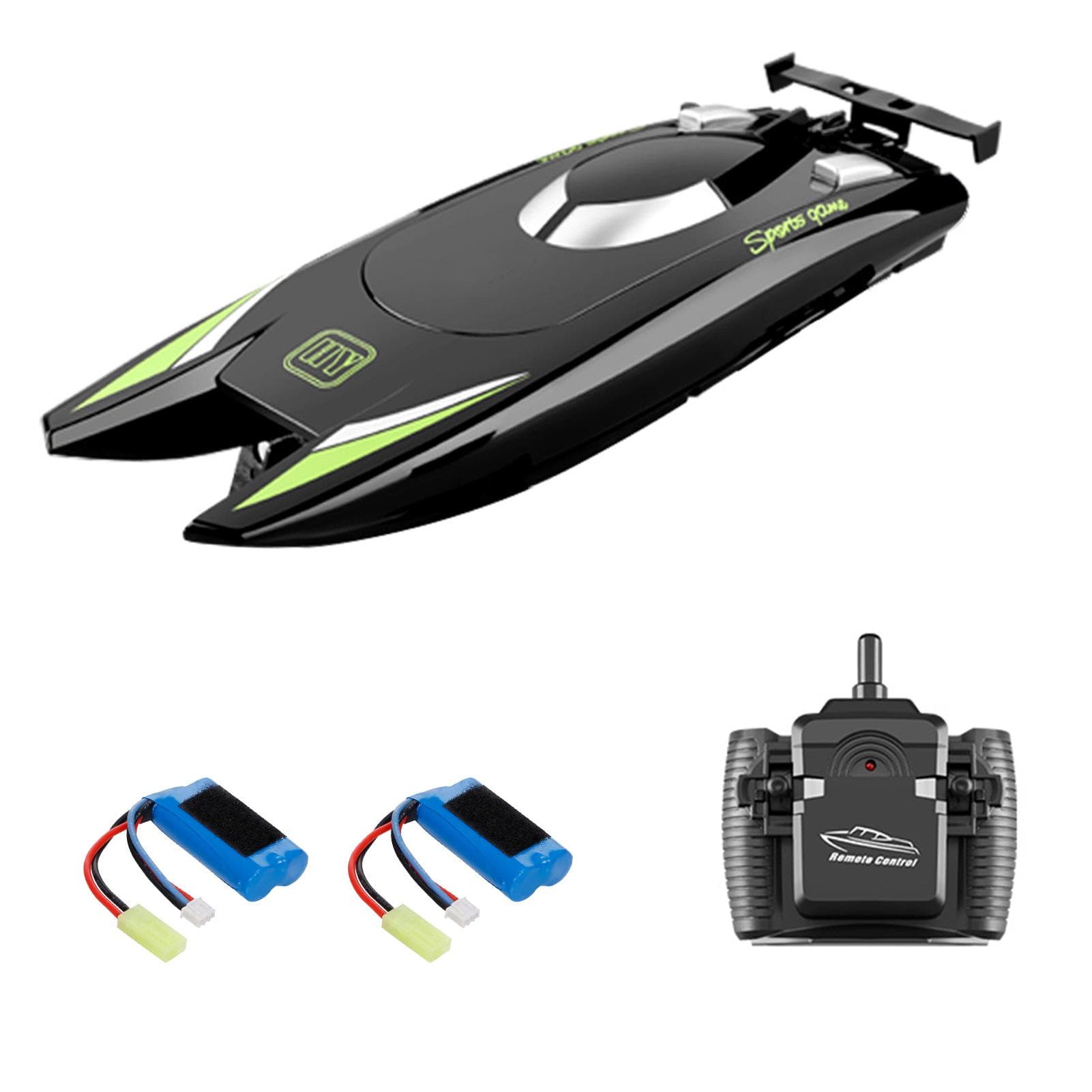 805 RC Boats for Kids Adult 25KM/H High Speed Racing Boat 2 Channels Remote Control Boats for 2 batteries black