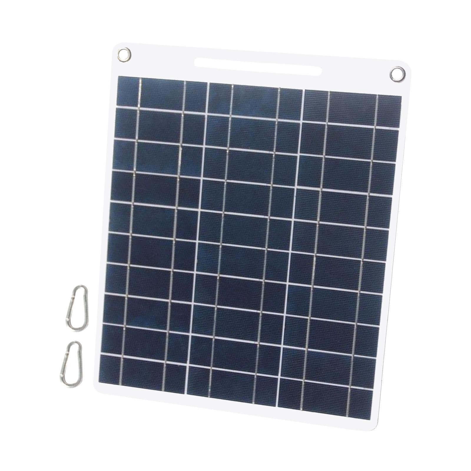 13W 5V Solar Panel with Dual USB Port 2PCS Carabiner Polycrystalline Silicon Solar Cell for Outdoor black