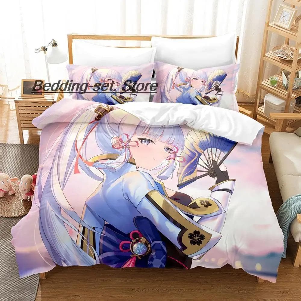 Kawaii Genshin Impact Tartaglia Bedding Set Single Twin Full Queen King Size Bed Set Aldult Kid Bedroom Duvetcover Sets 70x133cm 2pcs