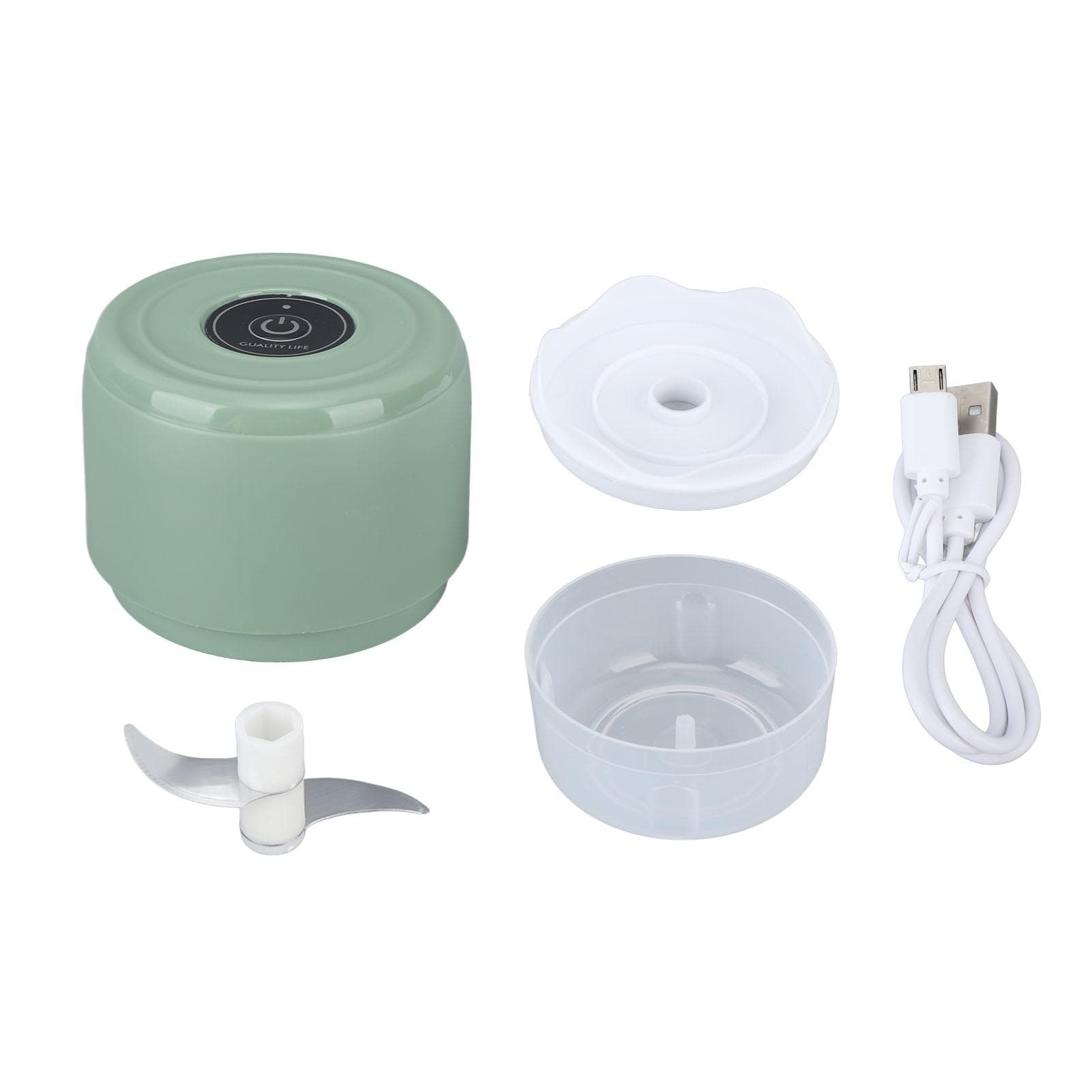 Electric Garlic Chopper Mini Cordless Waterproof Portable Food Processor for Onions Ginger Camping green
