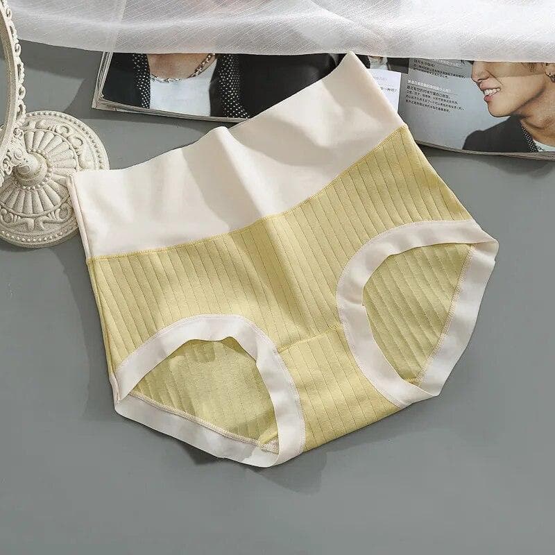 Seamless Panties Women Cotton Briefs Female High Waist Panties Underpants Lingerie XL yellow