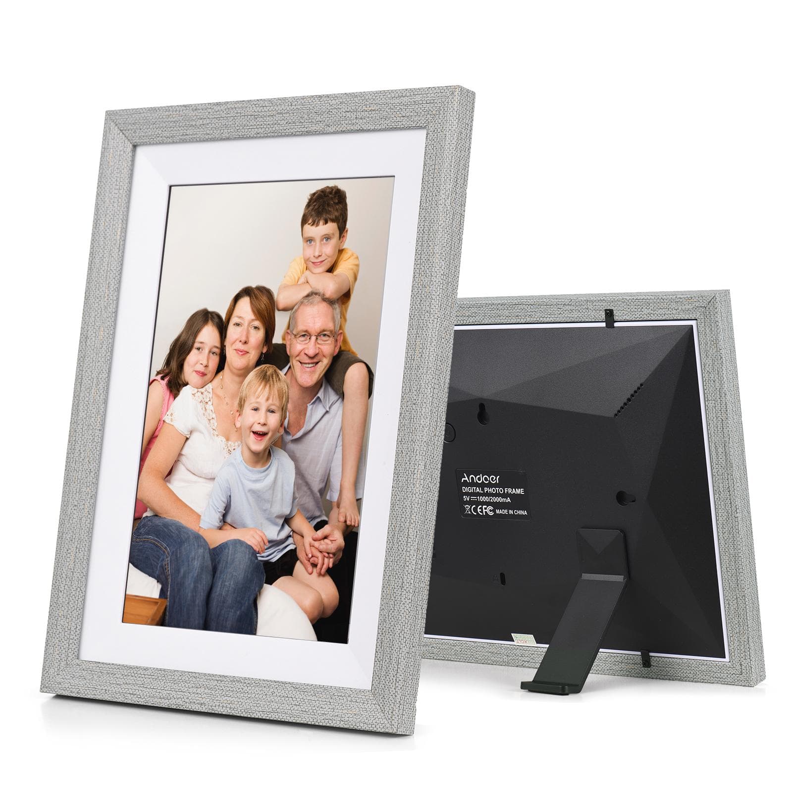 Andoer 10.1-Inch WiFi Digital Photo Frame Cloud Digital Picture Frame TFT Screen Touch Control 16GB UK Plug white
