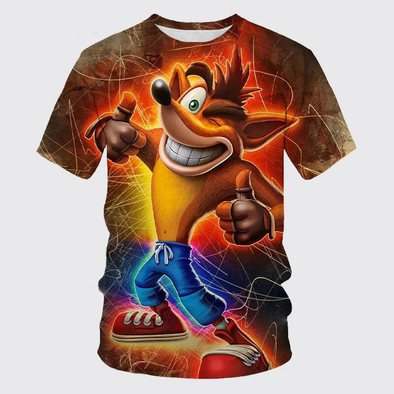 Crash Bandicoot 3D Printing Children's Summer Fashion Casual Game T-shirt Top Cartoon Kids Round Neck Short Sleeve T shirt XXL