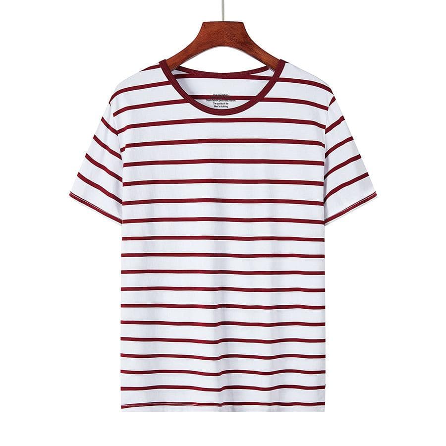 ZIRUNKING 2021 New Men Striped O-Neck Casual Short Sleeve Ice-feeling T-shirts Male Streetwear Autumn Spring Cotton Tees Tops TIAOGE XL