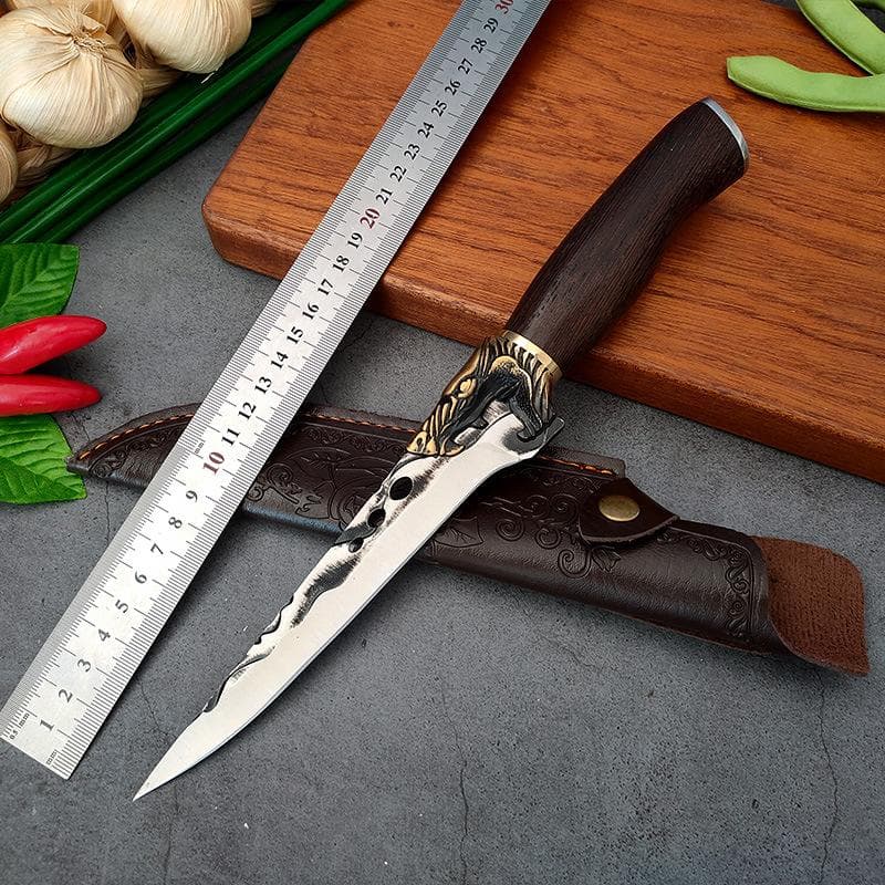 High-Carbon Steel Forged Butcher Boning Knife Kitchen Meat Cleaver Handmade Fishing Knives with Wood Handle Size1