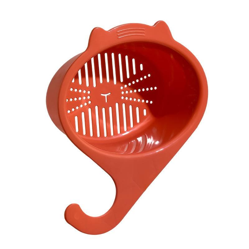 Kitchen Leftover Sink Strainer Sink Cat Shape Drain Basket General Fruit and Vegetable Drain Basket Multifunctional Drain Basket orange