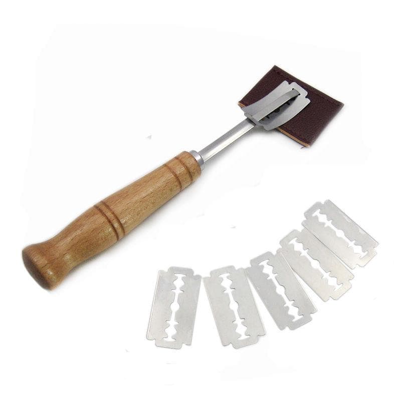 Wooden handle bread scribing tool with blade baker dough scribing knife