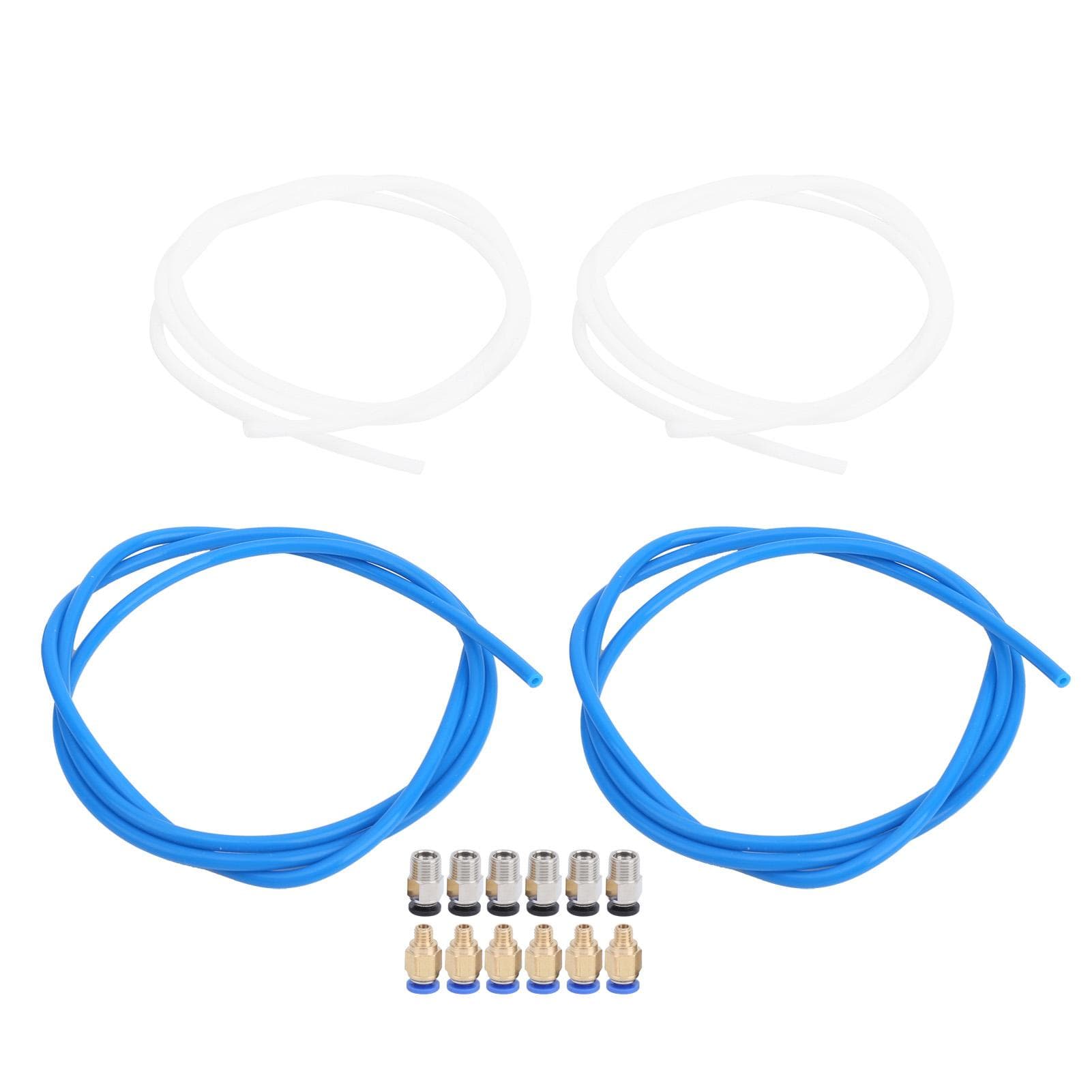 3D Printer Accessories 2Pcs Blue 2Pcs White PTFE Tube 6Pcs M10+6Pcs M6 Pneumatic Connector