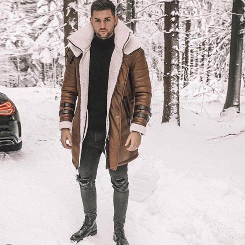 Fur Integrated Men's Coat Thickened Coat 3XL