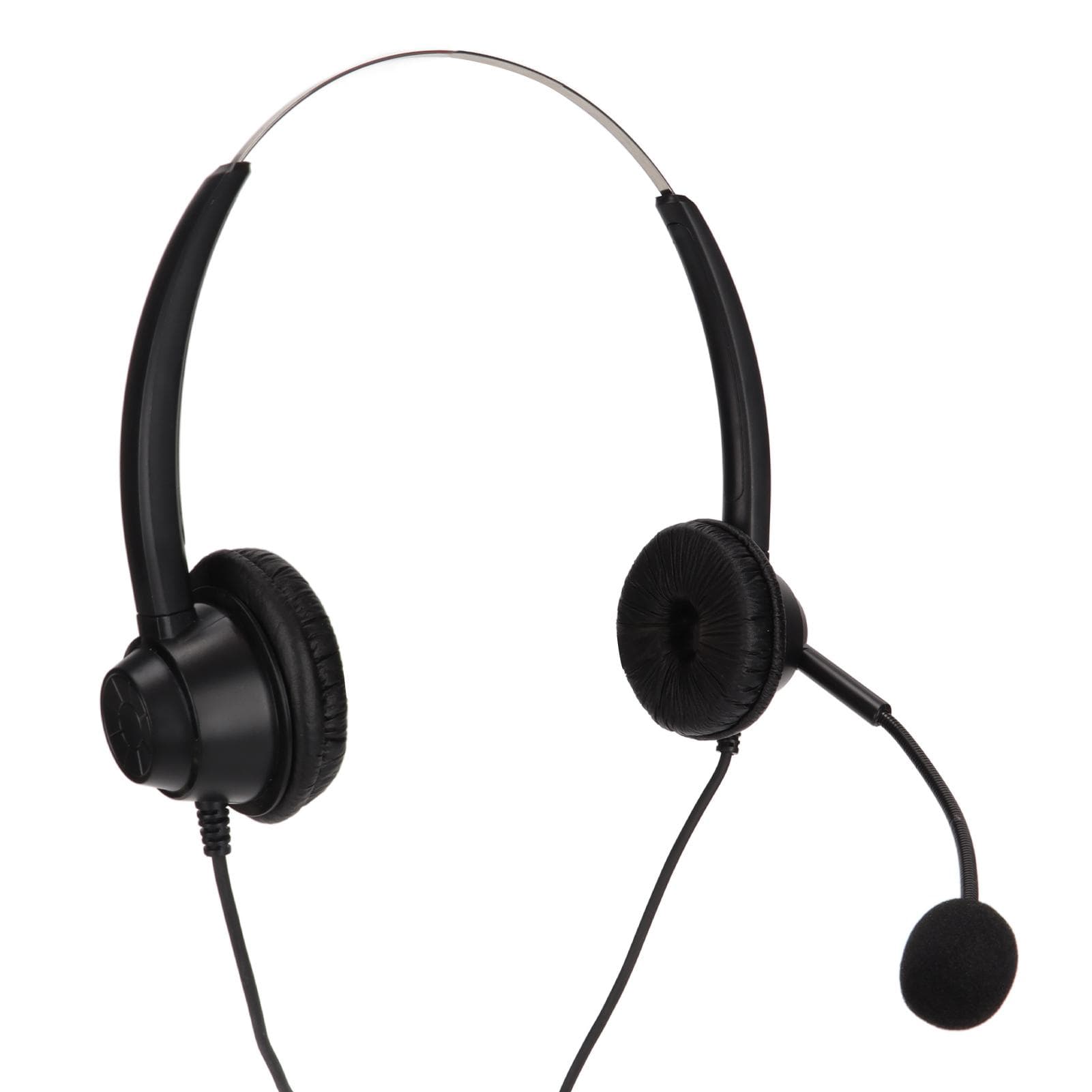 Telephone Headset 2.5mm Plug Noise Reduction Binaural Wired Call Center Headphone with Mic for Home