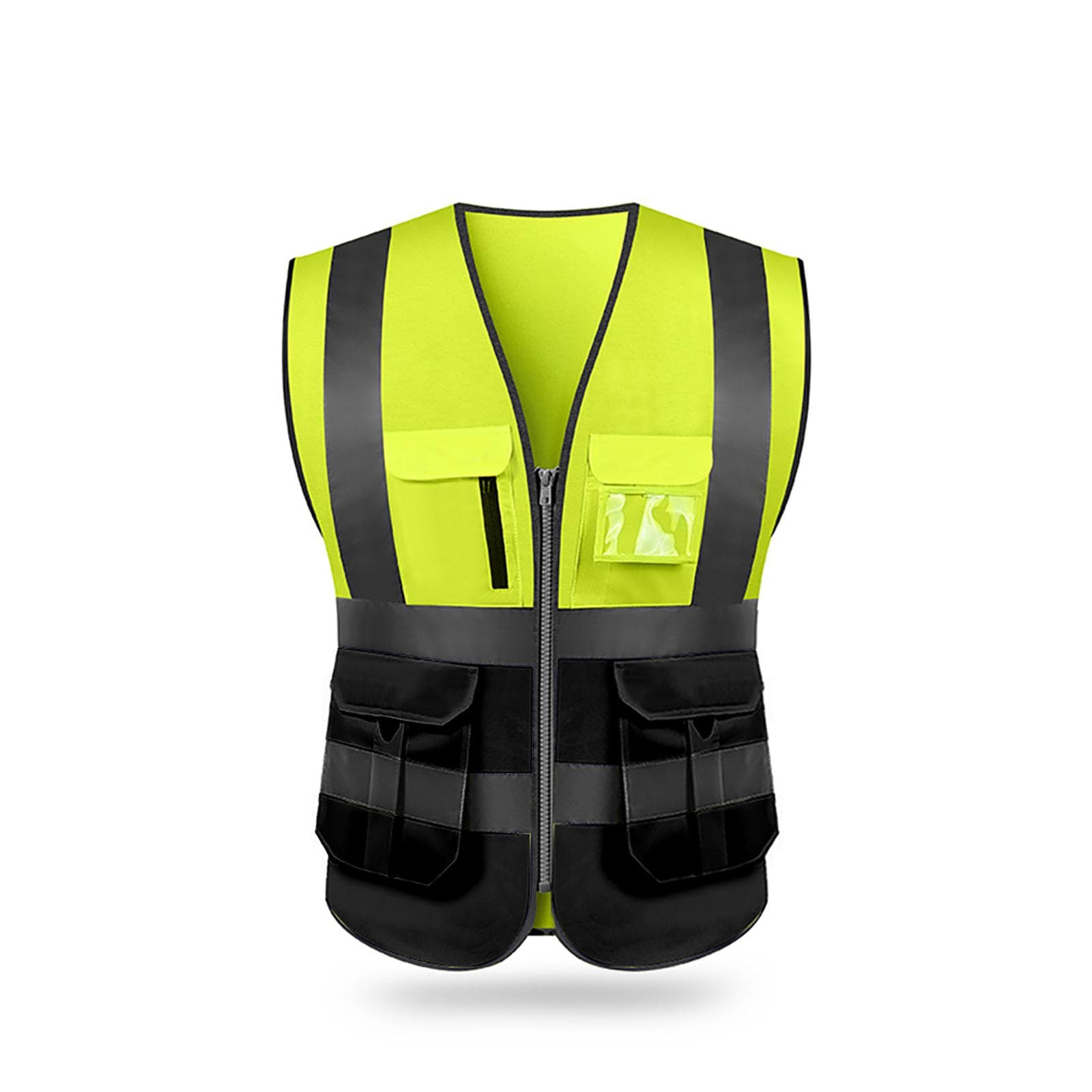 SFVest High Visibility Reflective Safety Vest Reflective Vest Multi Pockets Workwear Security M black