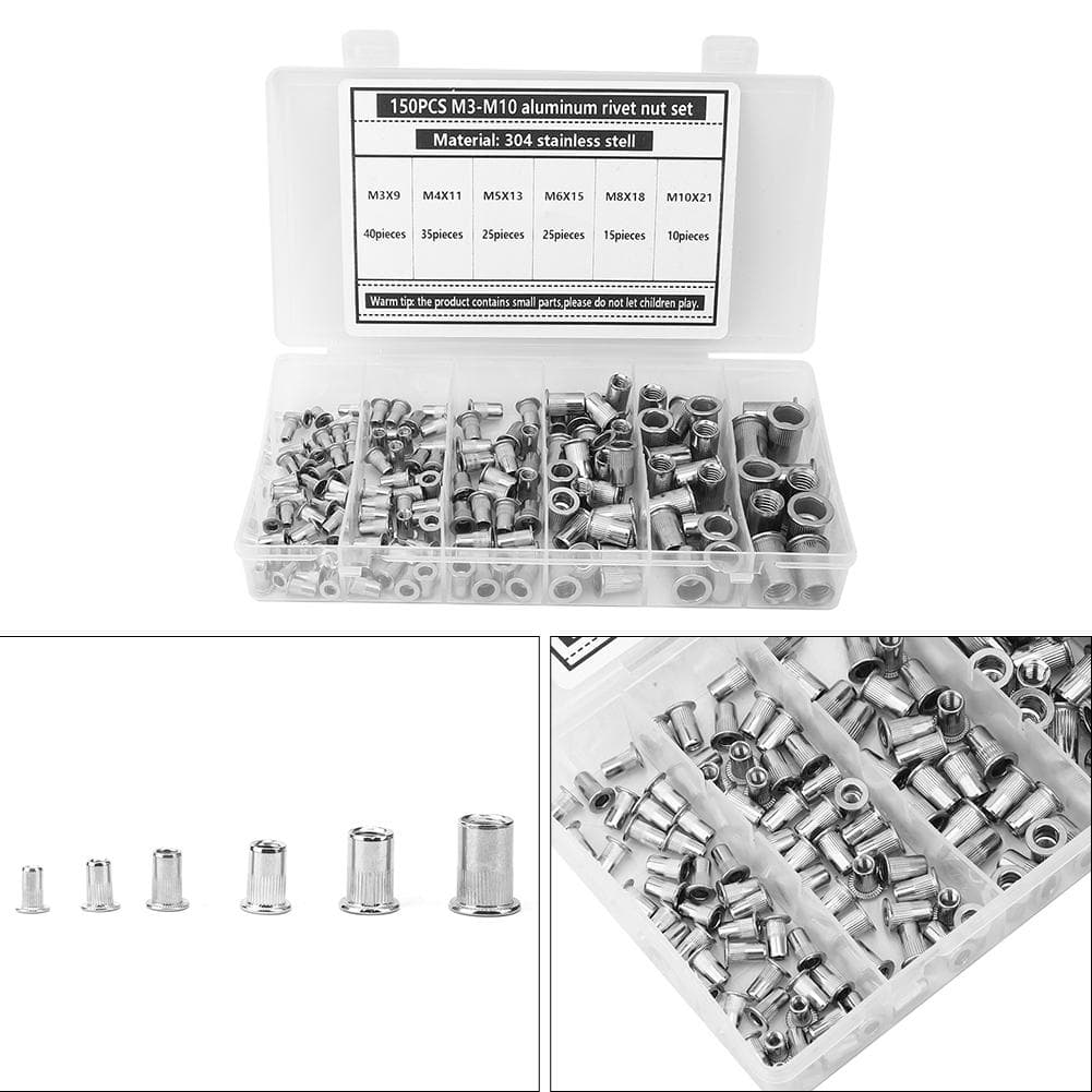 150Pcs M3M10 Rivet Nut 304 Stainless Steel for Fastening Piece Hardware Supplies