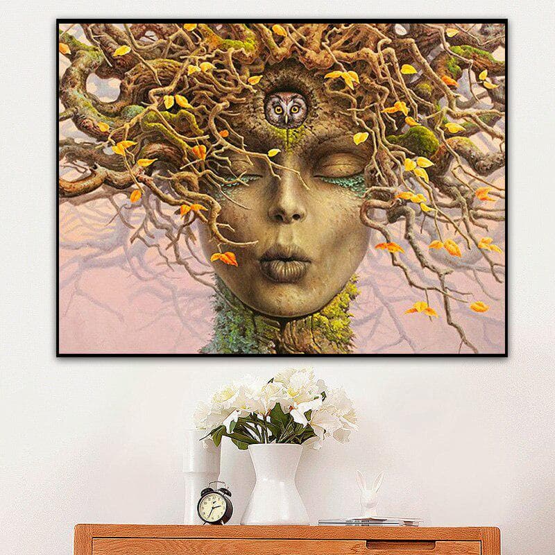 Diamond Painting Abstract Portrait Tree Cross Stitch Decorative Diamond Embroidery Round Rhinestone 20X30CM