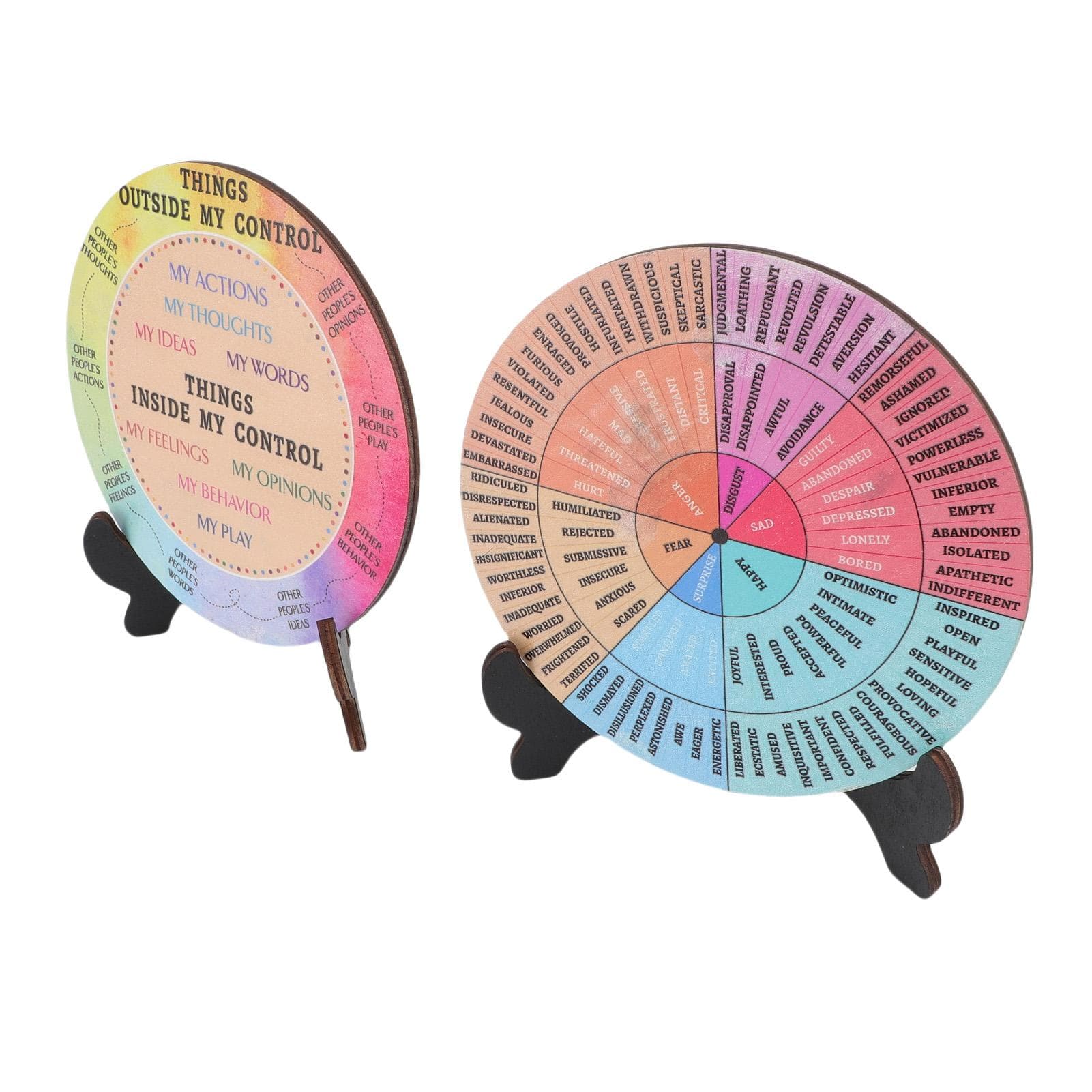 2pcs Feelings Wheel Desk Decor Emotion Wheel Chart for Bedrooms Living Rooms and Offices