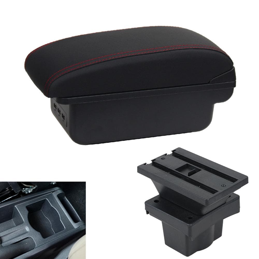 For Skoda Octavia Armrest Box For Skoda Yeti Mk2 Car Armrest Storage Box 2005-2012 Accessories Retrofit Interior Parts USB black/red