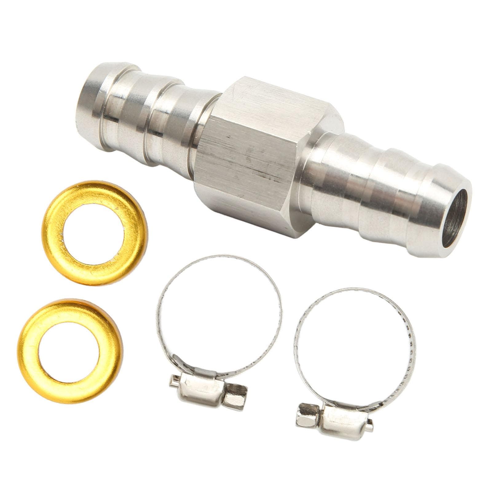 Fuel Line T Fitting Adapter 304 Stainless Steel Pressure Gauge Sensor Adapter with Clamp for