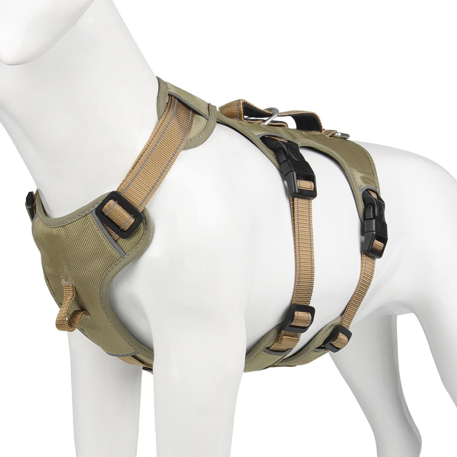 Dog Harness No Pull Dog Harness Adjustable Highly Reflective at Night Pet Chest Harness Easy S khaki