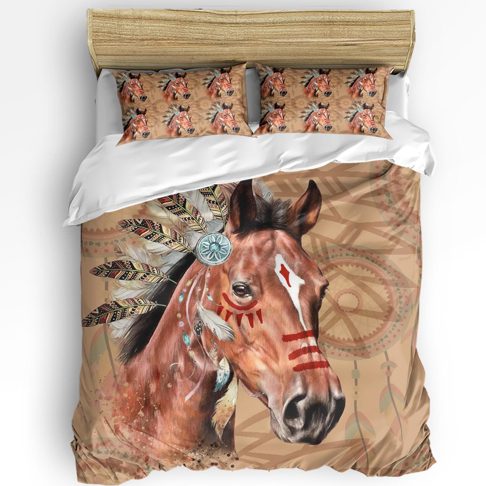 Horses Bedding Set For Bedroom Bed Home Abstract Stallions Simple Design Equestrian Animal Duvet Cover Quilt Cover Pillowcase EU single(135x200cm)