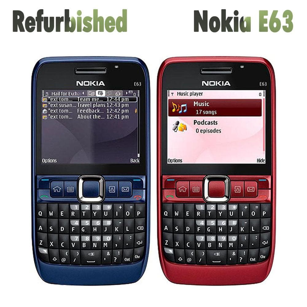 Refurbished Nokia Original Nokia E63 Unlocked 3G Mobile Phone With 1 SIM 1 Battery 1 Charger blue