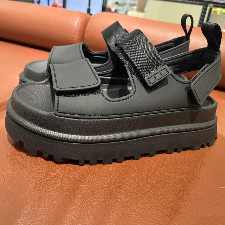 Summer Thick-soled Sandals Brand Comfortable Cool Buckle High-quality Sandals Open-toed Lightweight Casual Versatile Sandals 35 black