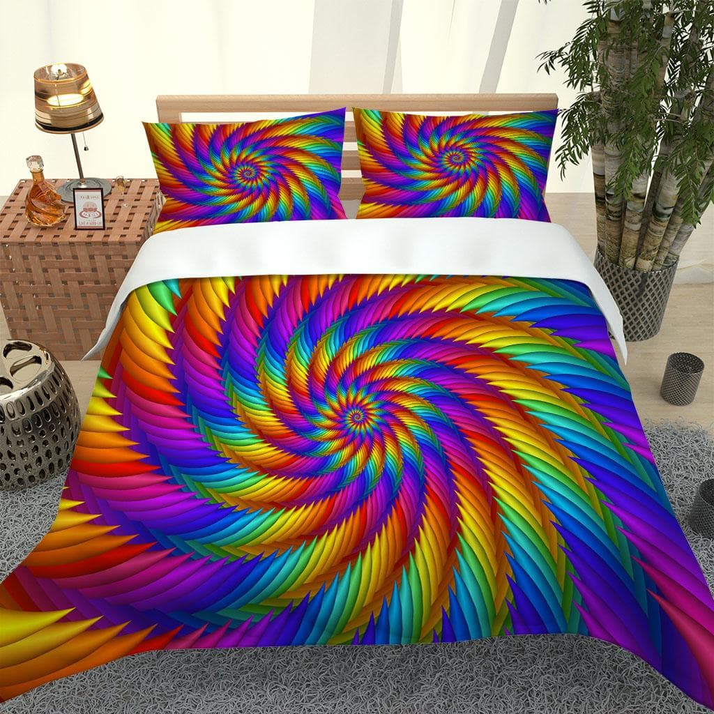 Rainbow Of Seven Colours 3D Exquisite Bed Supplies Set 2 Seater Duvet Cover Bed Comforter Set Bedding Set Luxury Birthday Gift W260xL240cm