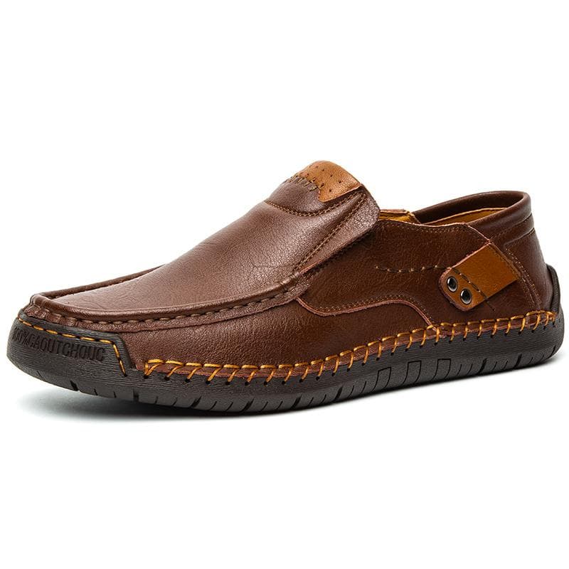 Handmade Leather Casual Men Soft Shoes Design Sneakers Man Comfortable Leather Shoes Men Loafers Moccasins Driving Shoe 45 dark brown