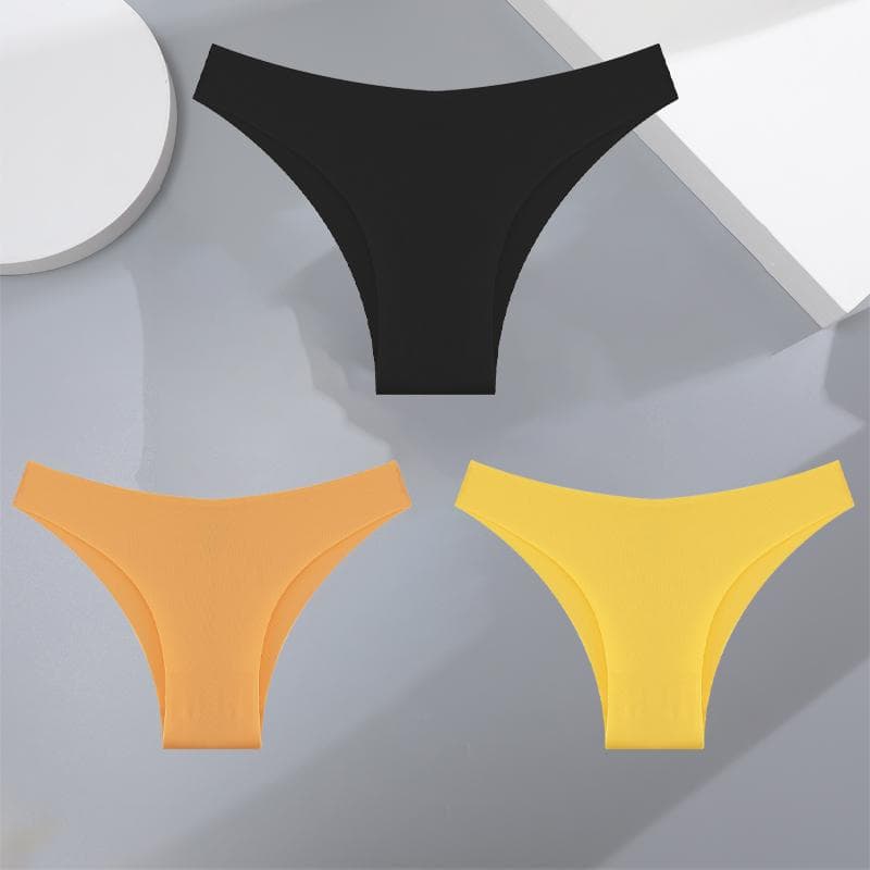 3Pcs Ultra-thin Seamless Silk Underwear Women's Panties Sexy Low-Waist Stretch Bikini Solid Color Briefs Lingerie XS-XXL Fashion M&3pcs